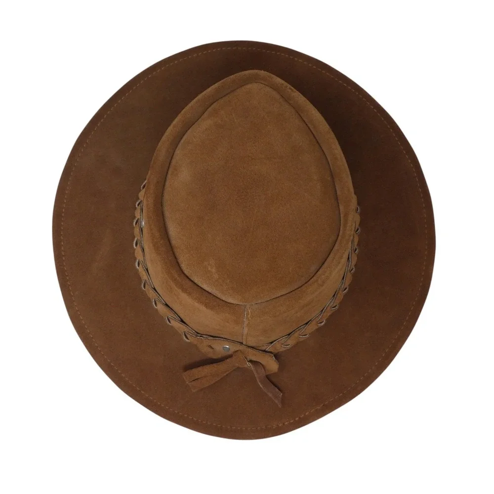 Country Leather Australian Original Outback Hat Unisex Medium Brown Suede
